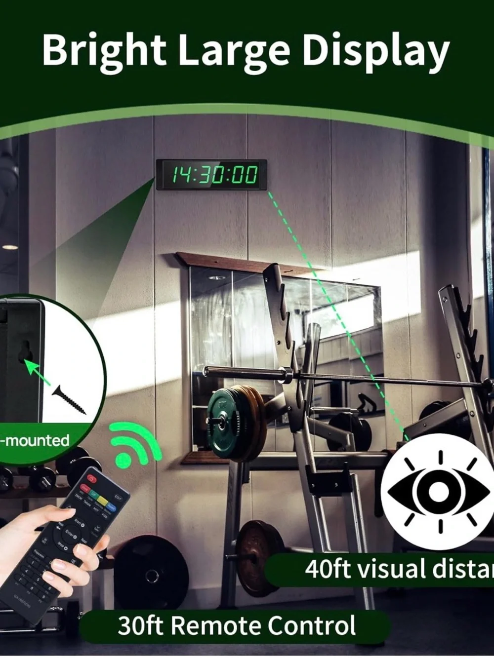 Large LED Gym Timer with Remote Control - Picture 4 of 6